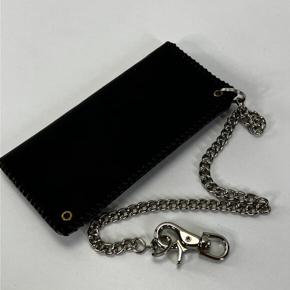 Leather Biker Long Wallet On Chain New - Picture 2 of 5